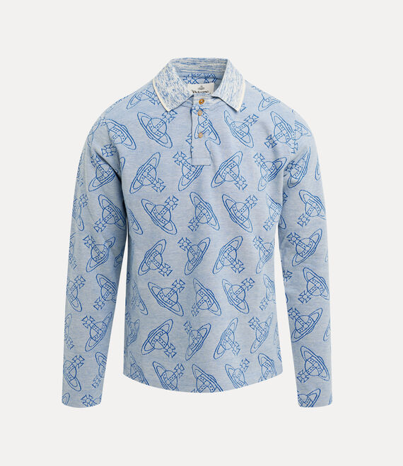 Vivienne Westwood Long Sleeve Polo Top in CREAM/BLUE